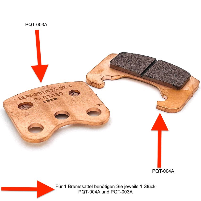 Beringer Bremsbelag Typ PQT-003(A) und PQT-004(A) Satz